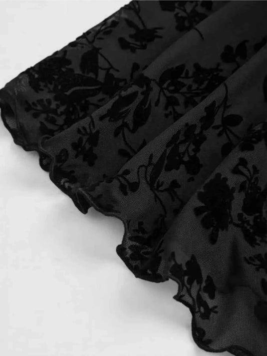 Lace Flare Sleeve Mini Dress