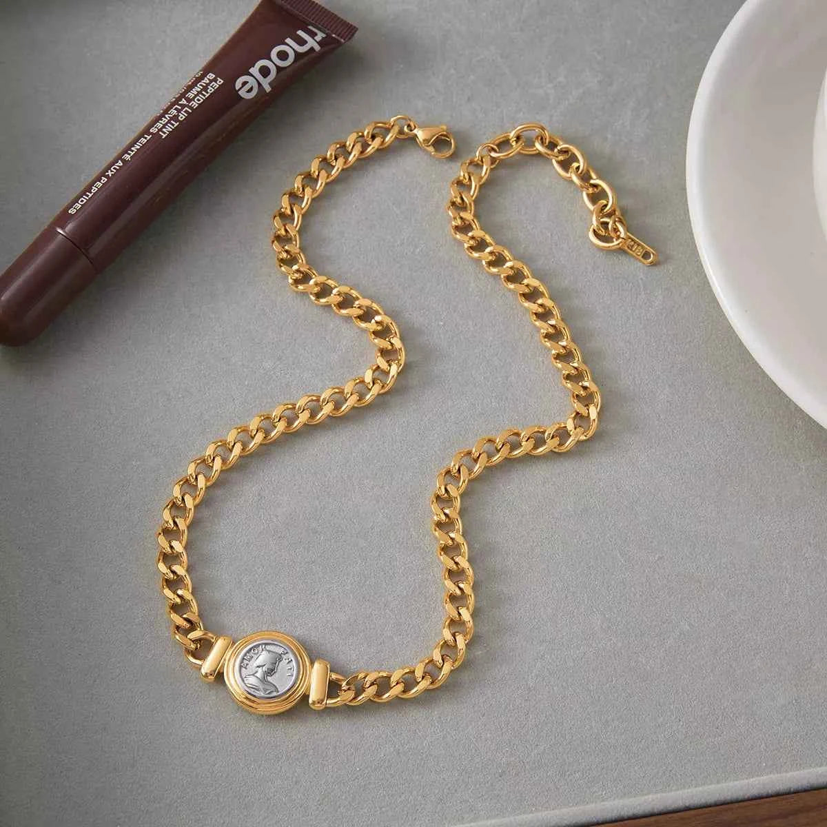 18K Gold-Plated Vintage Coin Charm Necklace