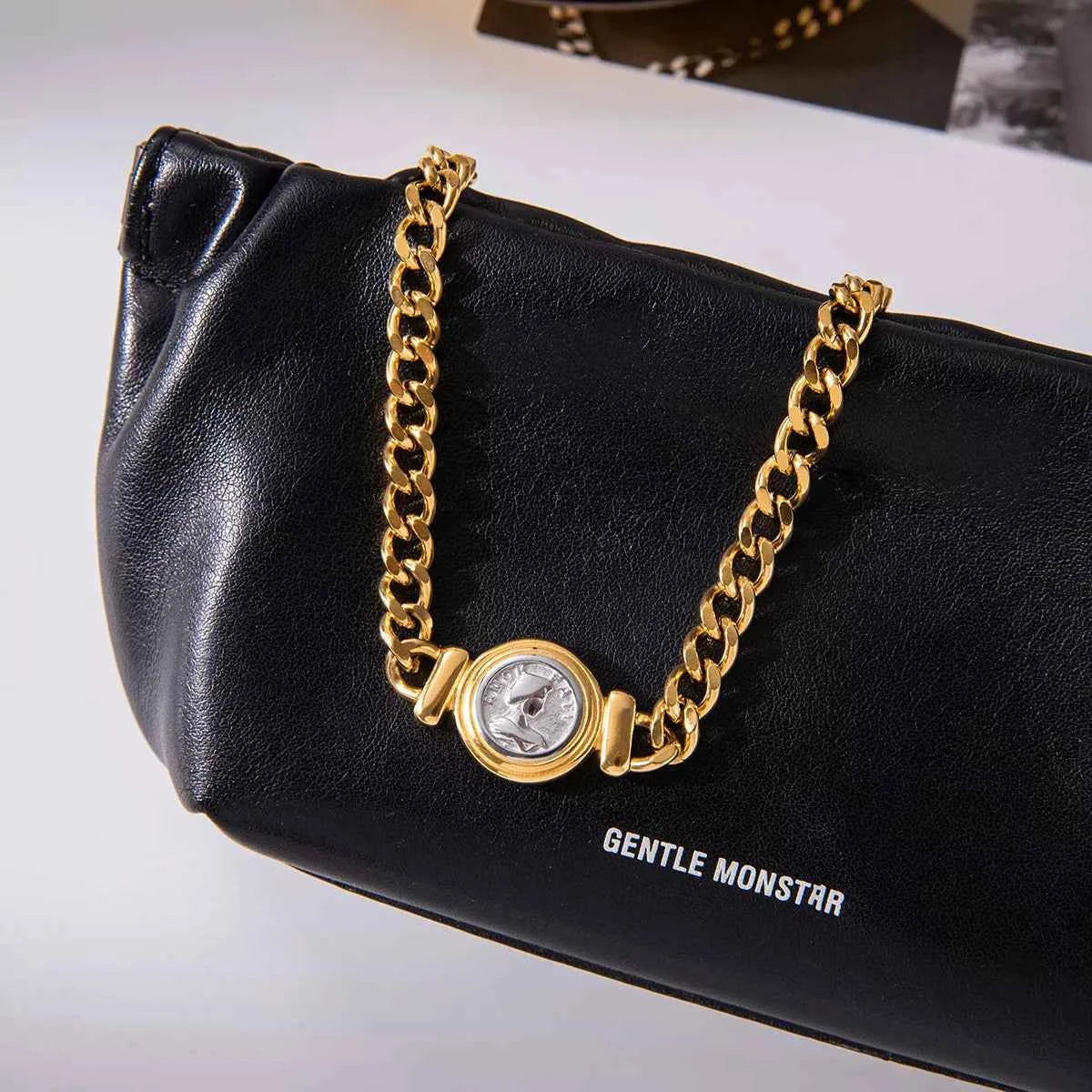 18K Gold-Plated Vintage Coin Charm Necklace