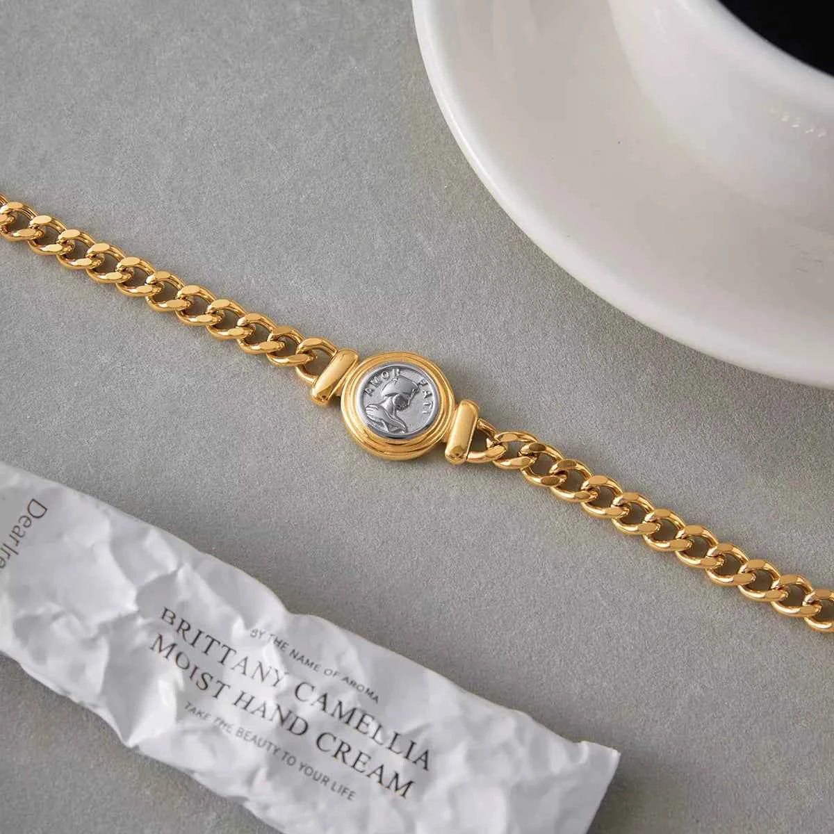 18K Gold-Plated Vintage Coin Charm Necklace