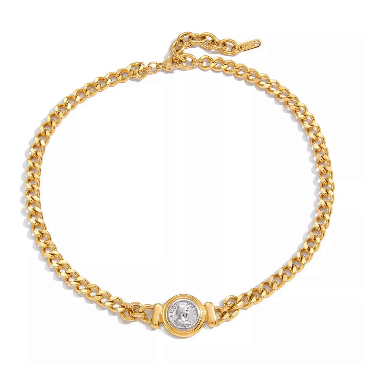 18K Gold-Plated Vintage Coin Charm Necklace