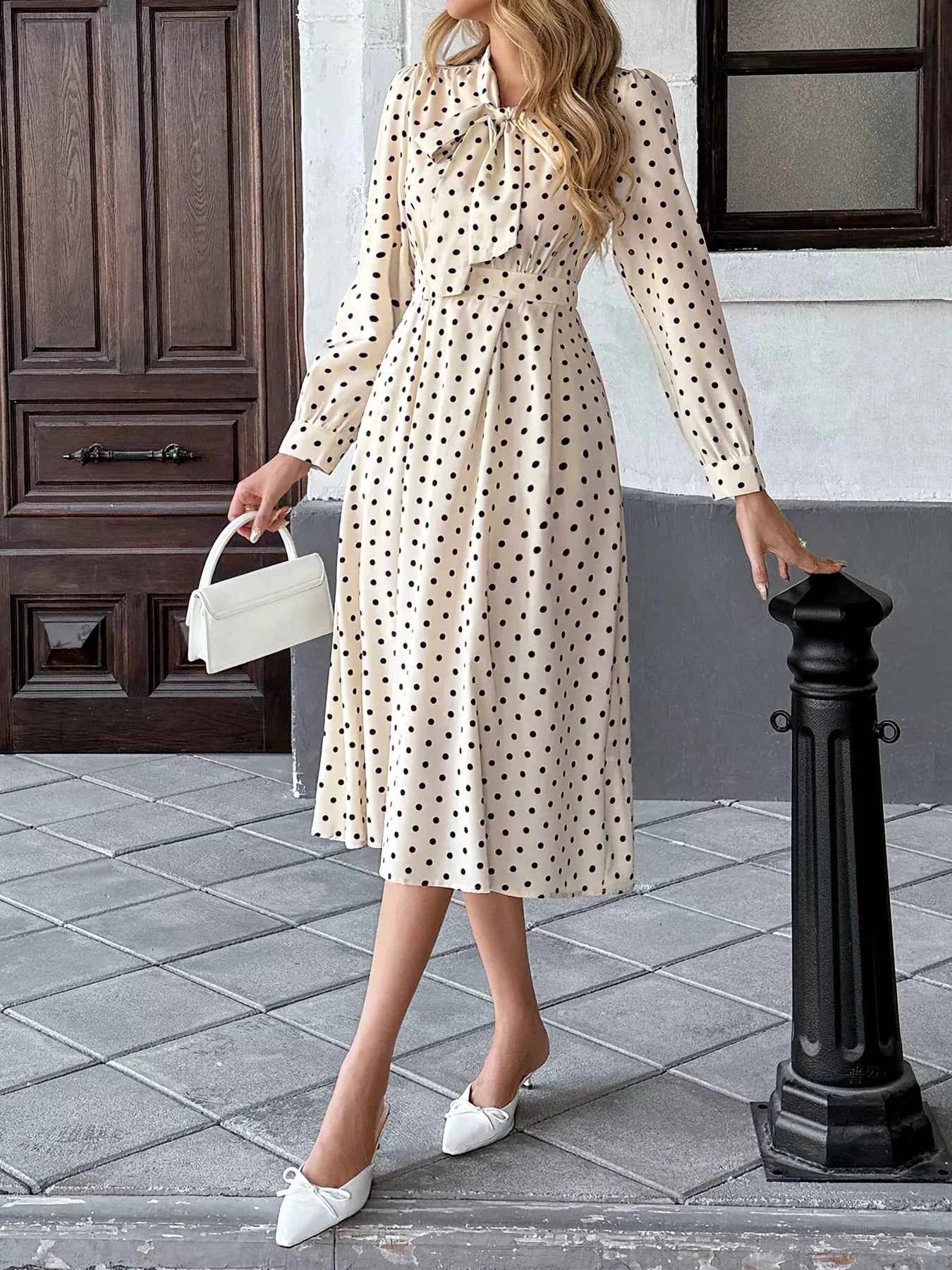 Tie Front Polka Dot Dress