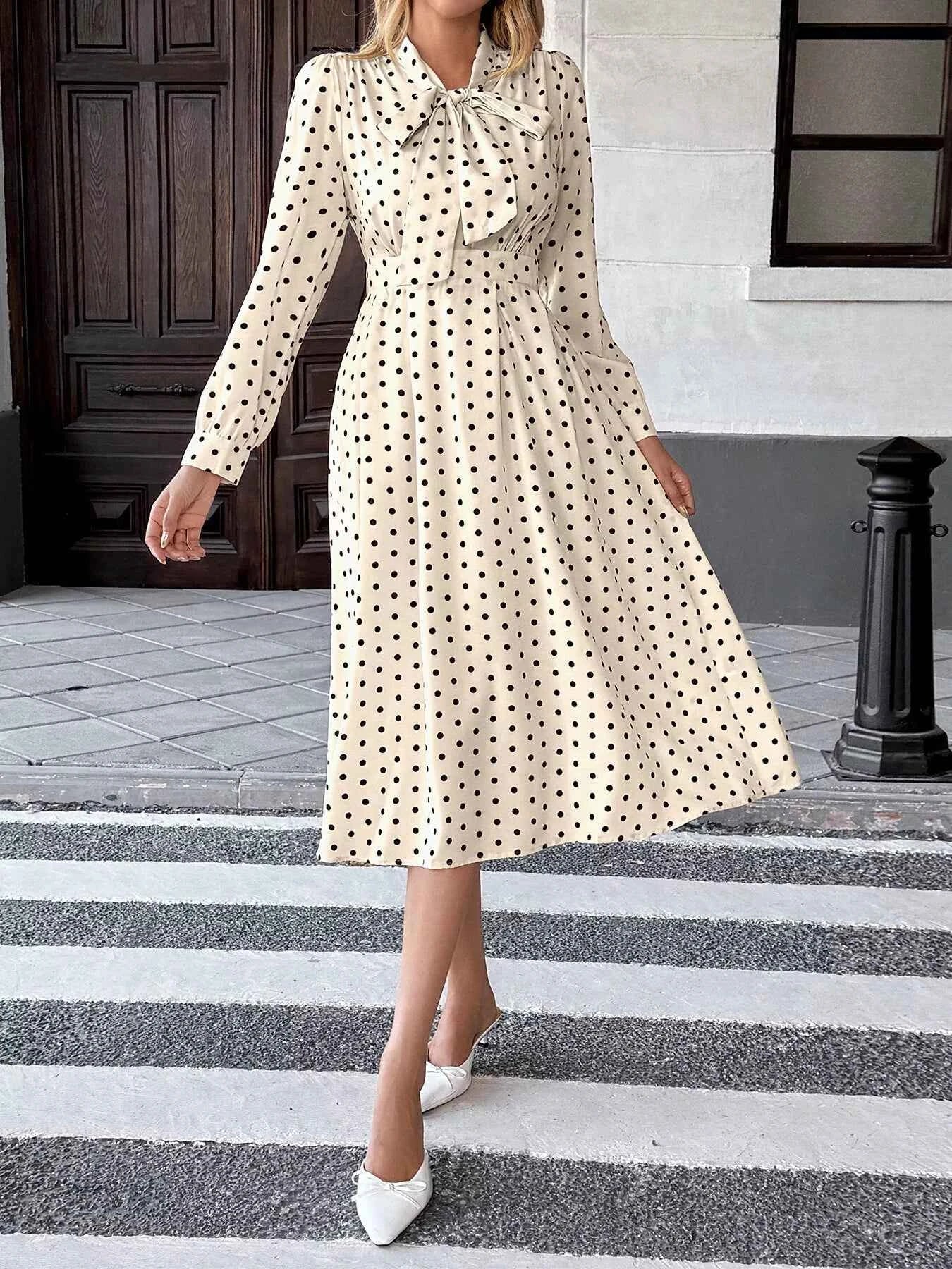 Tie Front Polka Dot Dress