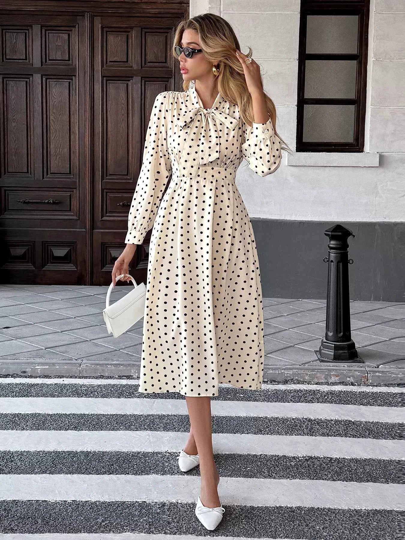 Tie Front Polka Dot Dress